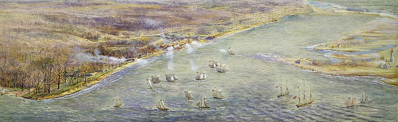 US ships arriving in York harbor before the Battle of York, 1813