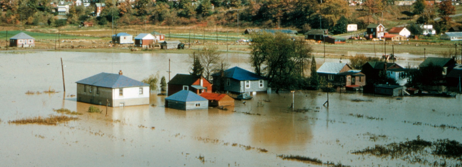 Flooded neighborhood in aftermath of Hurricane Hazel