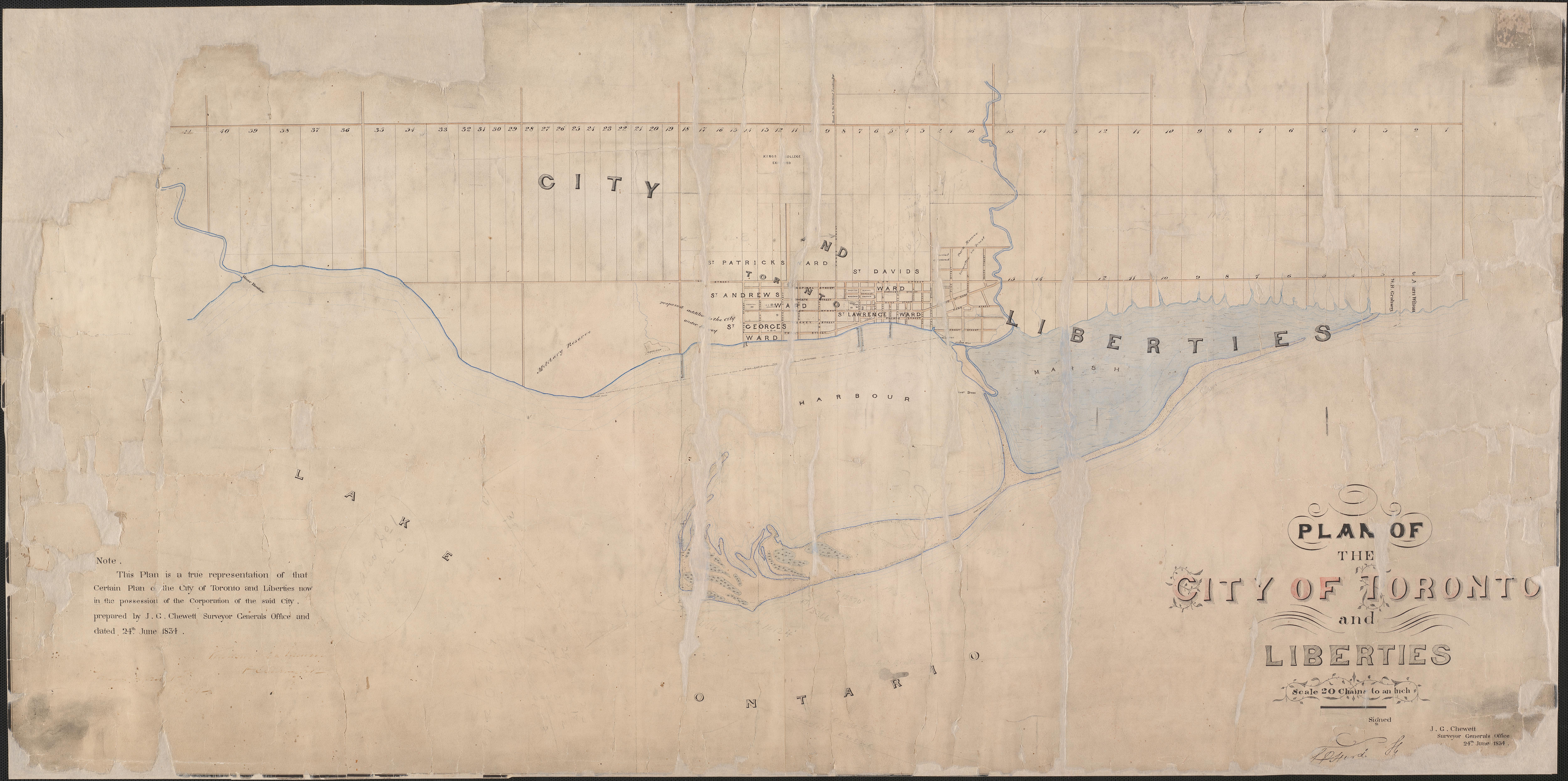 Historical map of Toronto in 1834